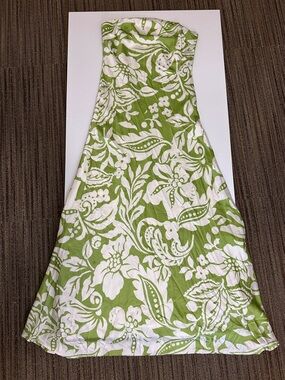 Strapless Green and White Floral Maxi Dress - Women's Summer A-Line